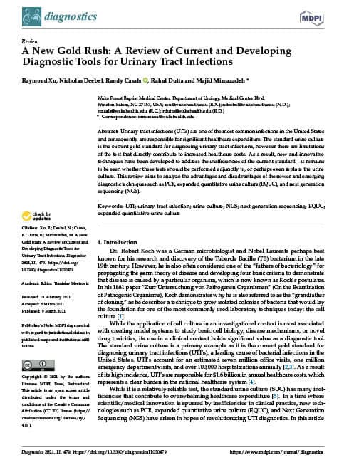 A New Gold Rush: A Review of Current and Developing Diagnostic Tools for Urinary Tract Infections