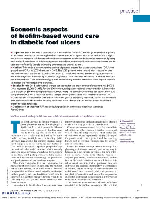 Economic aspects of biofilm-based wound care in diabetic foot ulcers